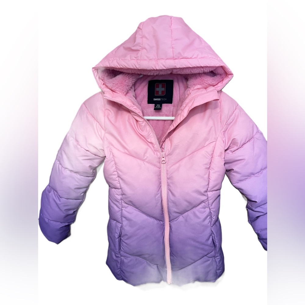 Swiss Tech Girls Pink and Purple Puffer Jacket 6-6x
